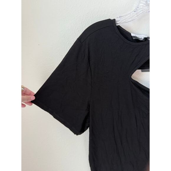 NWT Eloquii One Shoulder Cut Out Short Sleeve Top Size 26/28 Black - Picture 4 of 8